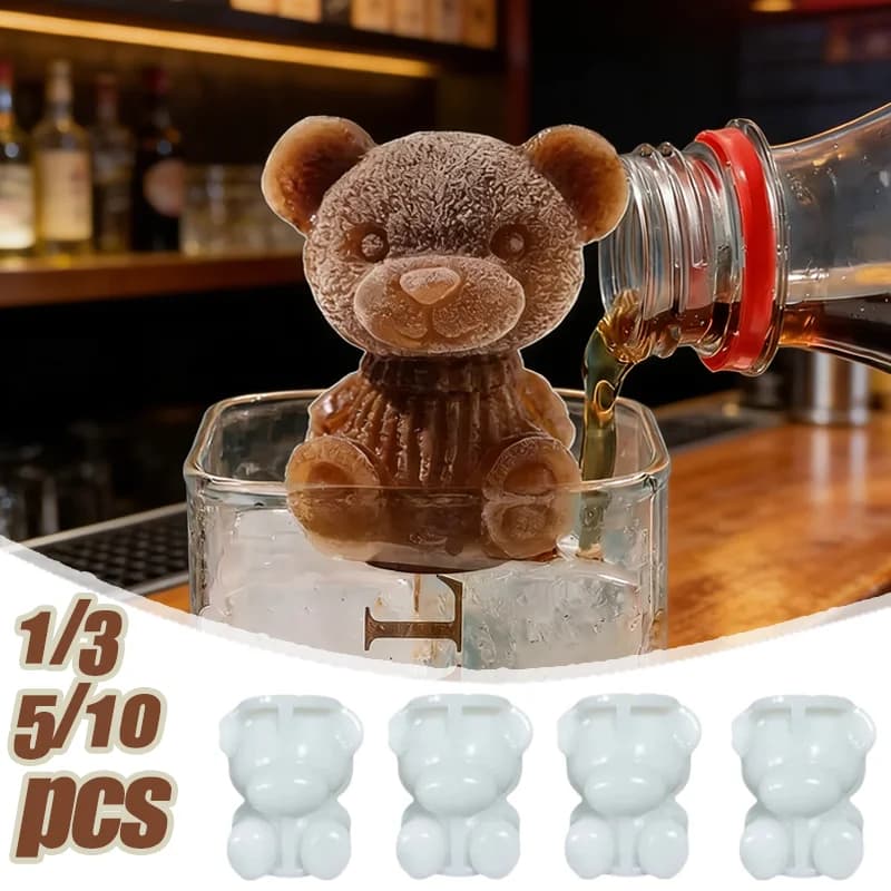 Stampo in Silicone per Cubetti di Ghiaccio a Forma di Orso 3D, Utensile per Ghiaccio e Gelato Fai-da-Te, Stampi Riutilizzabili per Cucina, Bar, Casa e Feste