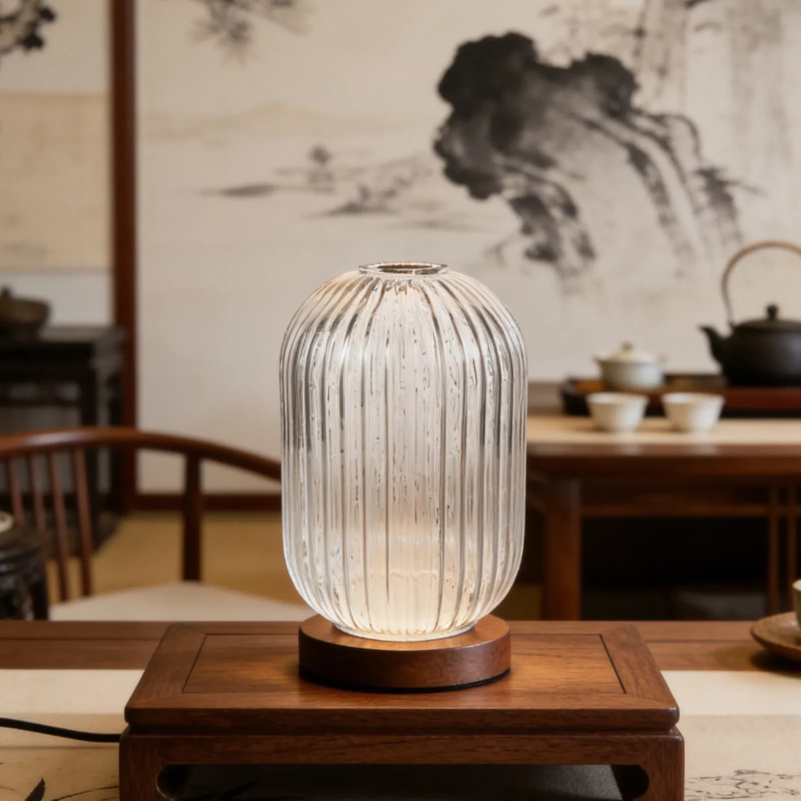 Paralume Vintage in Vetro Trasparente Scanalato E27, Ricambio per Lampade a Sospensione o da Tavolo, Diffusione di Luce Calda e Morbida