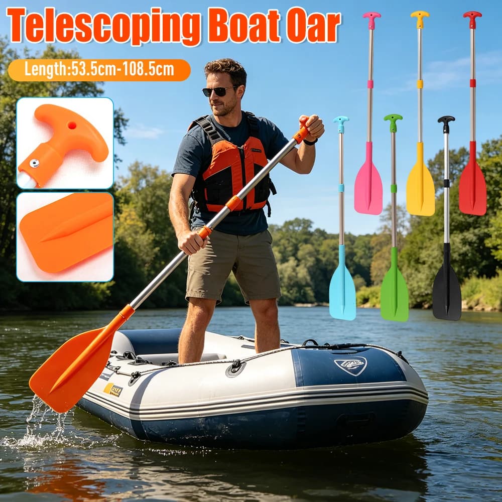 Telescoping Aluminum Boat Rafting Paddle 53.5-108.5cm Adjustable Length Rafting Canoe Kayak Paddle Water Sport Boats Accessory