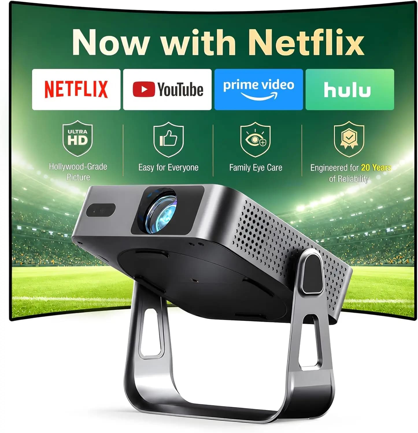 【Officially-Licensed APP & Native 1080P】 Thinnest 1.81" Smart Mini Projector with WiFi and Bluetooth, Auto Focus & Keystone Port