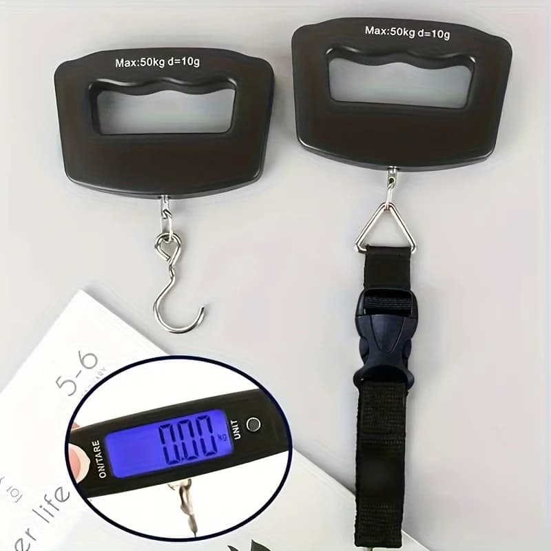 50kg /110lb Bagagli digitali Bilancia elettronica portatile LCD retroilluminato Maniglia Borsa da viaggio per bagagli Pesce Gancio per pesatura Bilancia sospesa