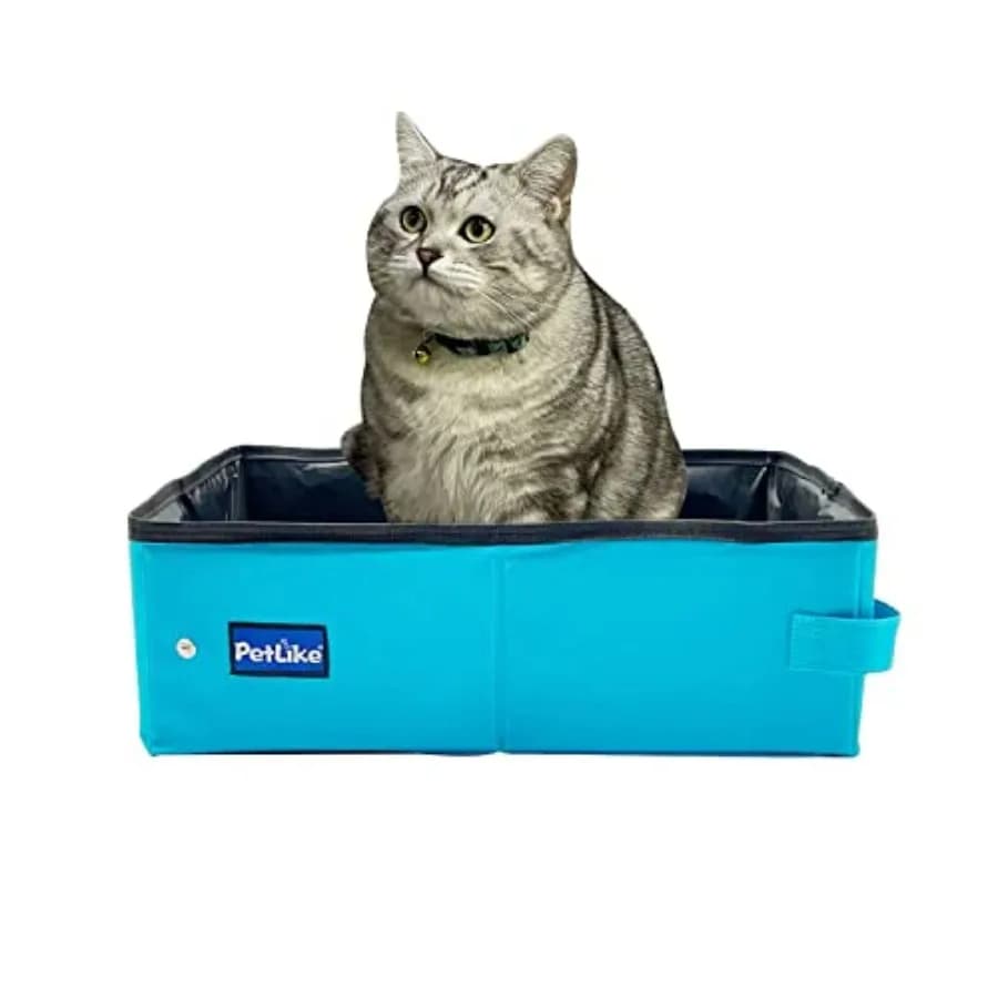 Cat Travel Litter Box, Collapsible Portable Toilet Tray Carrier for Small Cats