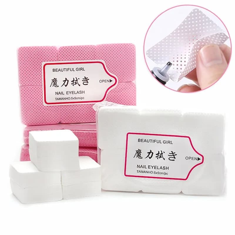 600 Pz/pacco Senza Pelucchi Colla Per Ciglia Salviette di Carta Gel Polish Remover Mese Pulito di Colla Bottiglia di Cotone Dischetti Strumenti di Pulizia di Bellezza