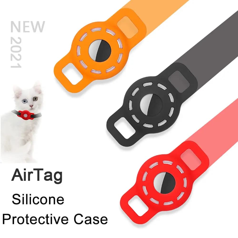 Silicone Dog Cat Collar GPS Finder Airtag Protective Case Tracker Protector Cover Air Tag Holder Pets Anti-lost Locator Sleeve