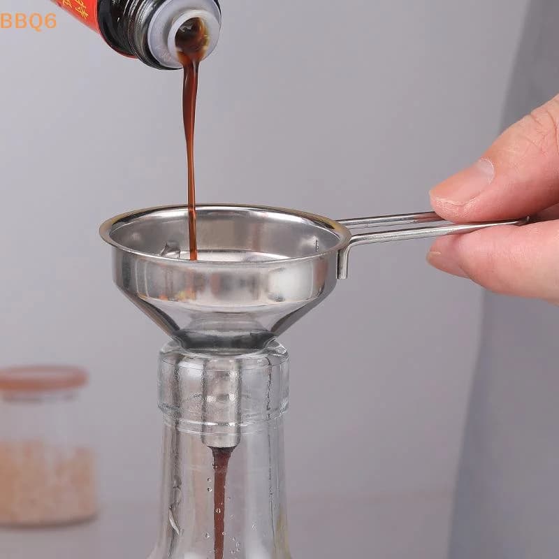*Stainless Steel Funnel With Handle Small Metal Funnel For Filling Bottles Liquor Wine Oil Coffee Beans Kitchen Gadget