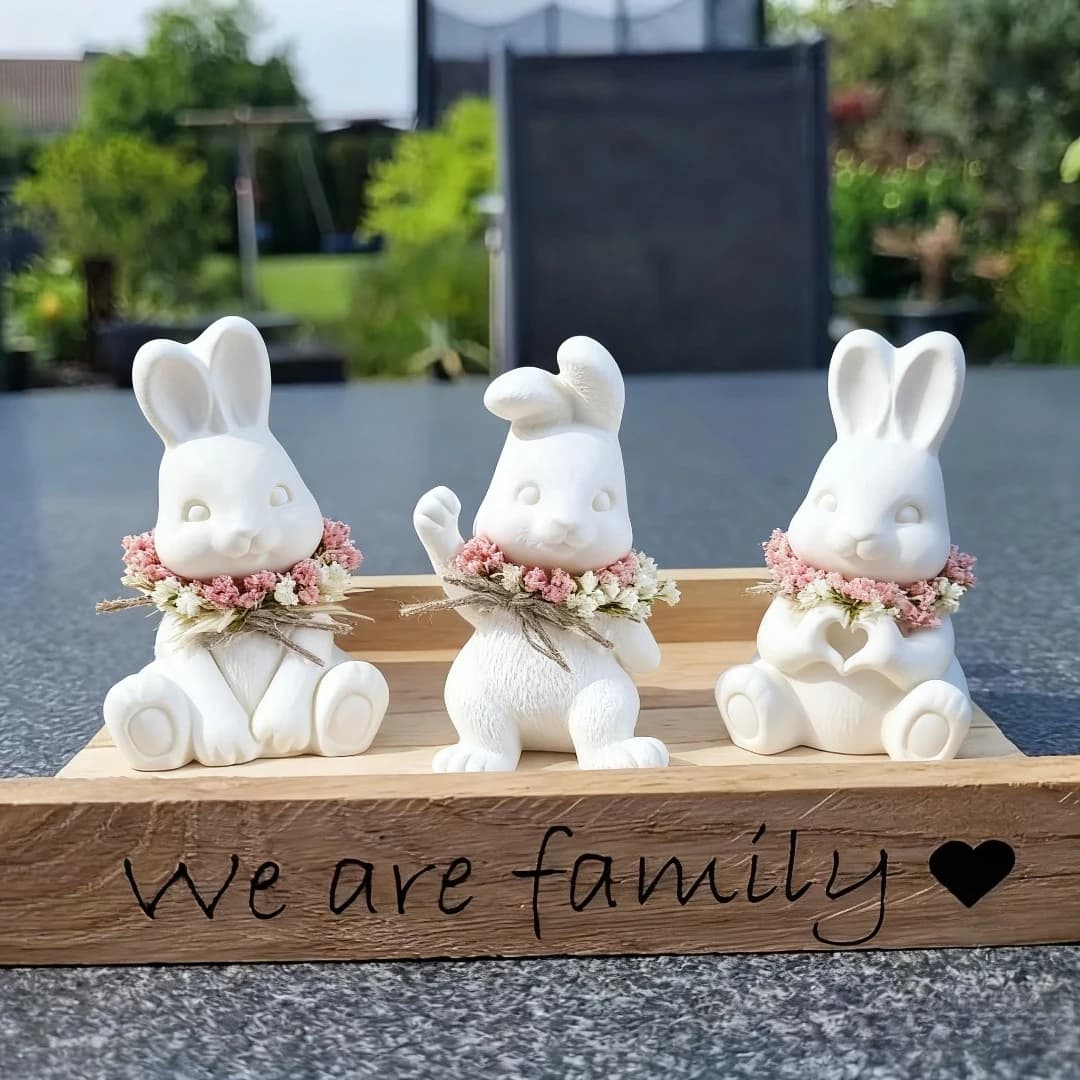 Set di 3 Stampi in Silicone ElastoC a Forma di Coniglio - Stampi in Resina Riutilizzabili e Facili da Sfoderare con Coniglietti in Posizione Cuore, Pollice Alzato e Carine Pose