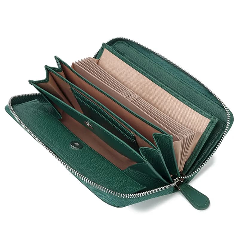 Portafoglio Unisex in Vera Pelle Stile Giapponese con Blocco RFID, Porta Carte a Fisarmonica 3-in-1 per Carte, Libretti e Telefono