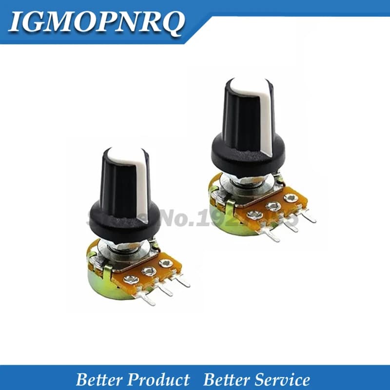 5 sets WH148 1K 10K 20K 50K 100K 500K Ohm 15mm conical rotary potentiometer resistance to 3 Pin for Arduino with white cap AG2