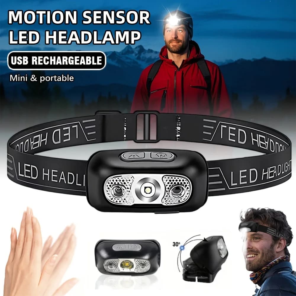 Rechargeable front torch with motion sensor Ultra bright LED headlight Fishing front torch LED front lamp