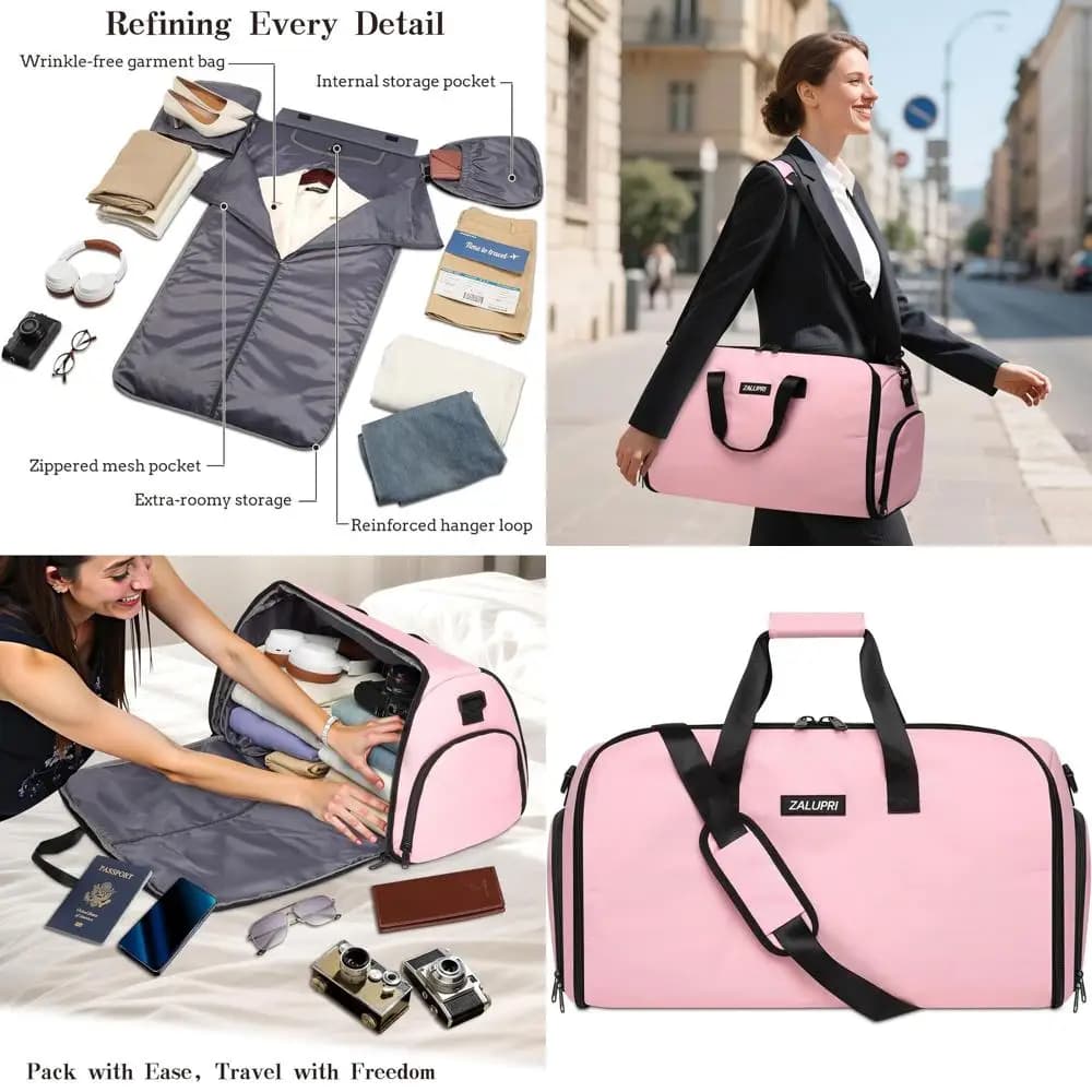 Borsa Porta Abiti da Viaggio 45L per 2 Giorni, Anti-Piega, con Scomparto per Scarpe