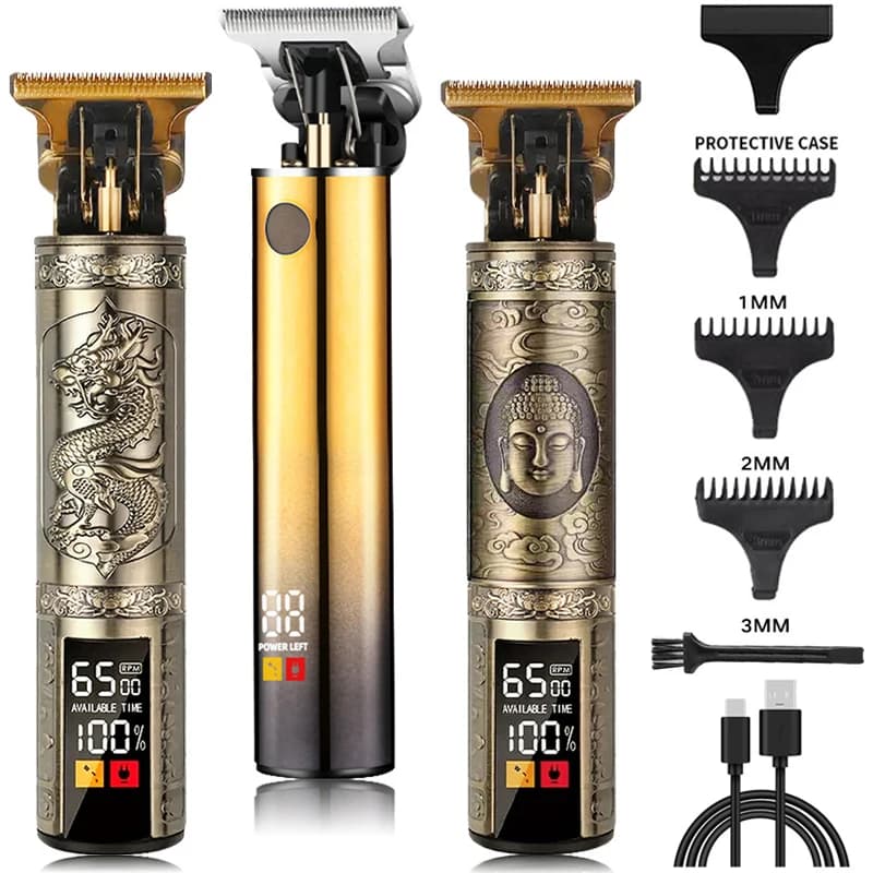 Men's Professional Haircut T9 Cut-out Haircuts USB Rechargeable Haircut Wireless for Metal LCD Haircut