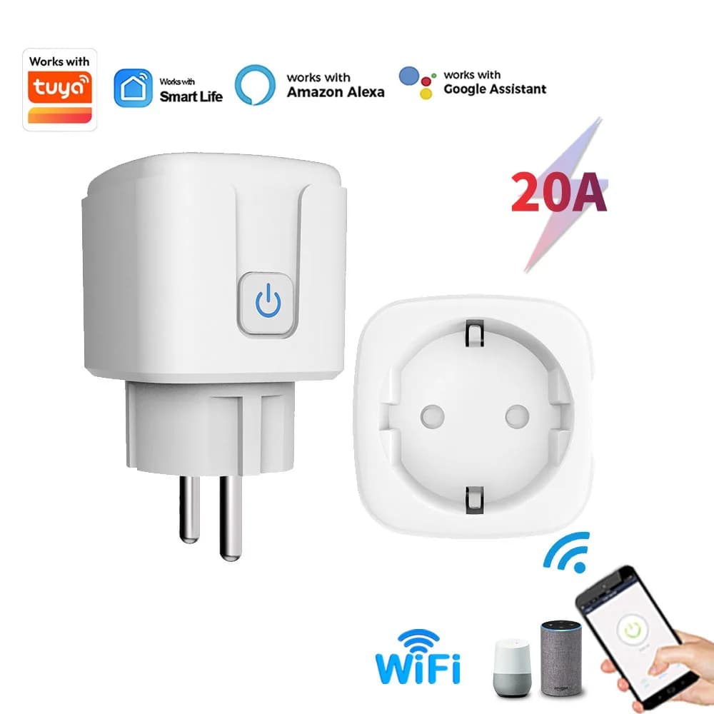Smart socket WiFi Tuya 16A/20A EU with Consumption Monitoring, Timer, Compatible with Smart Life, Alexa and Google Home