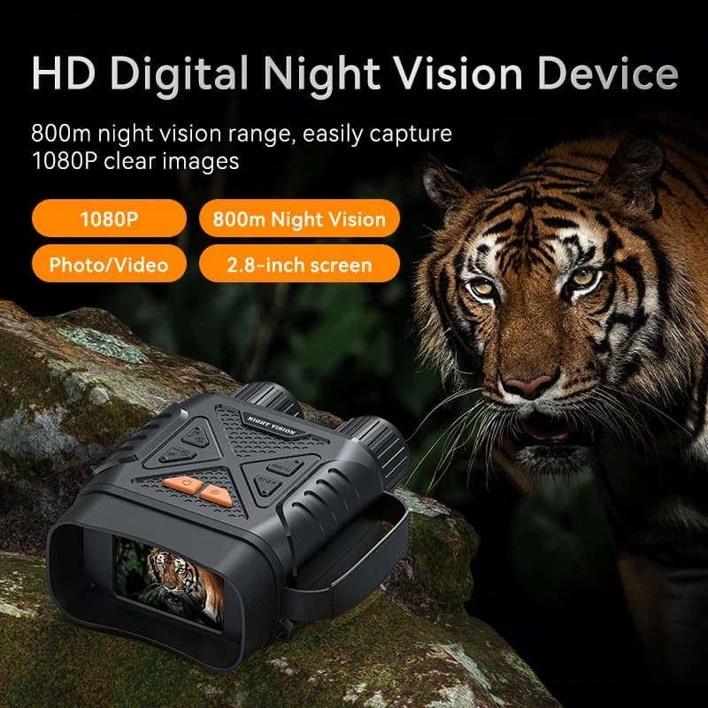 Binocolo per visione notturna Occhiali per visione notturna a infrarossi 10X con scheda di memoria da 32 GB e binocolo a grande schermo da 2,8 pollici