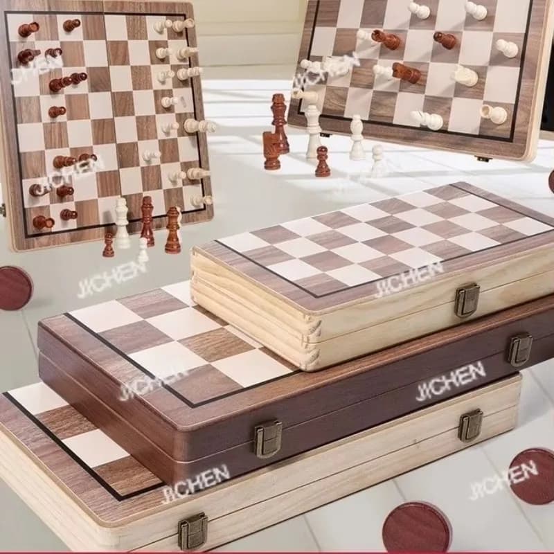 JCChess Legno massello Magnetico Portatile High-end Scacchiera Set da gioco Pieghevole Pezzi degli scacchi Set di scacchi Decorazioni per la casa Accessorio da scrivania
