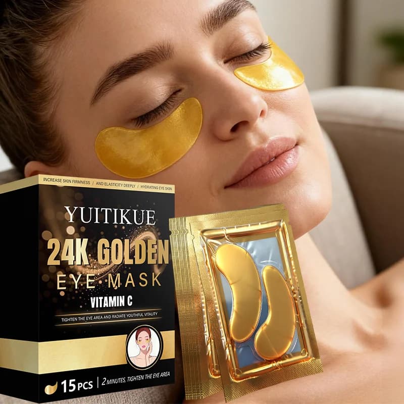 YUITIKUE Handbags for Golden Eyes 24K - Infused with Vitamin C, Hydrating Care and Shader for Eyes Twist, Luxury Spa Experience, 15 Pieces