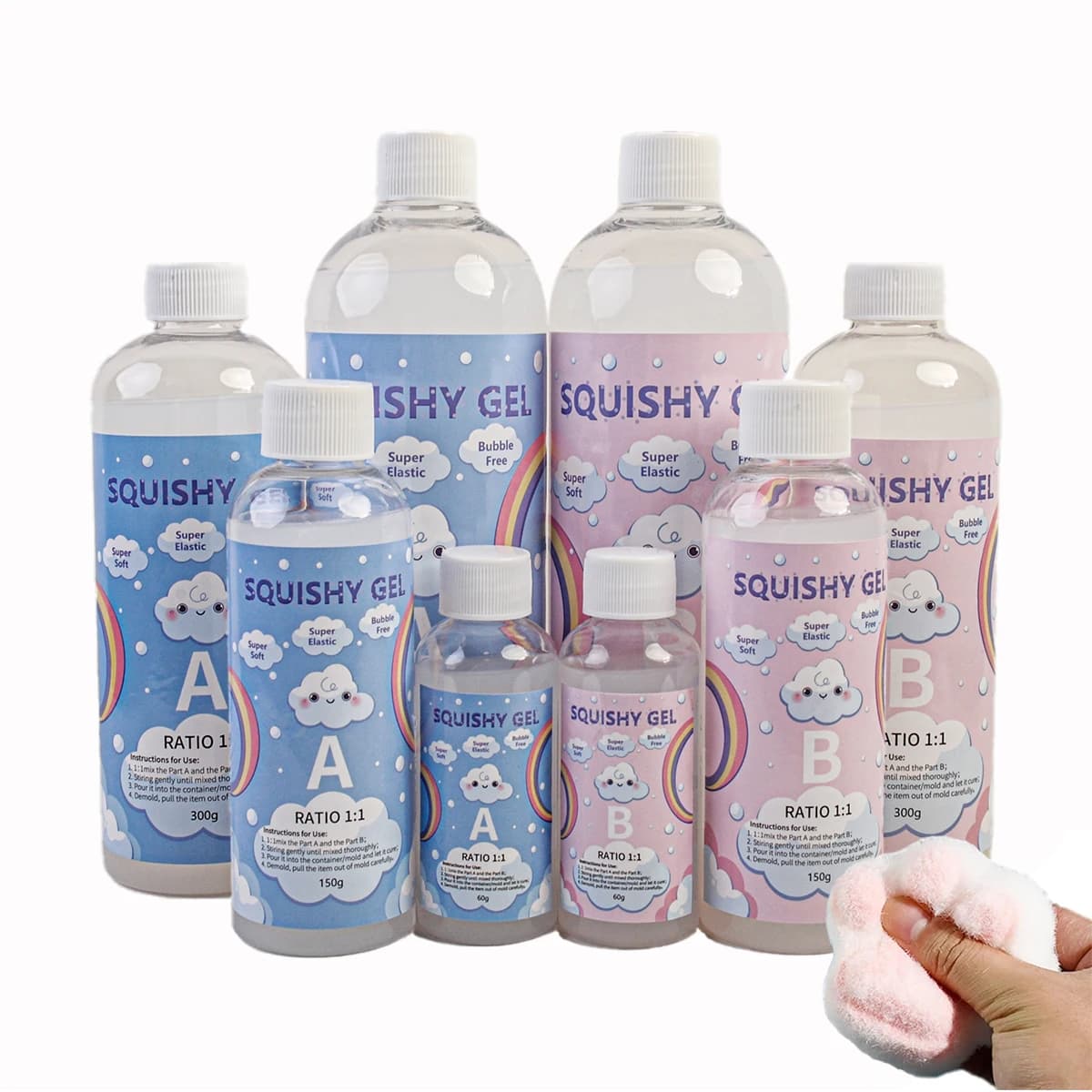 Colla in resina liquida morbida gel squishy per 60/300/600/1000g Stampaggio Giocattoli di decompressione Regali di compleanno per bambini Gatto Pat Making