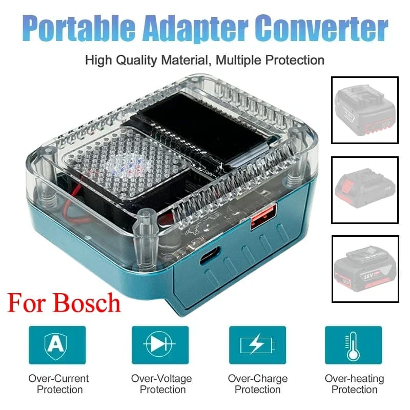 Lithium-ion battery for power tools USB type C converter adapter charger for Bosch 18V 1018K AL1820CV lithium-ion battery
