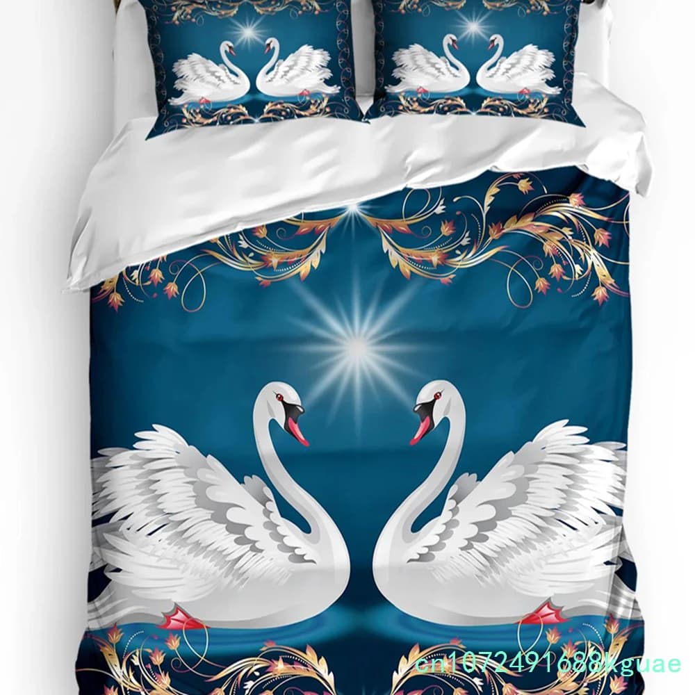 Animal Swan Duvet Cover Bed Bedding Set For Double Home Textile Quilt Cover Pillowcases Bedroom Bedding Set (No Sheet)
