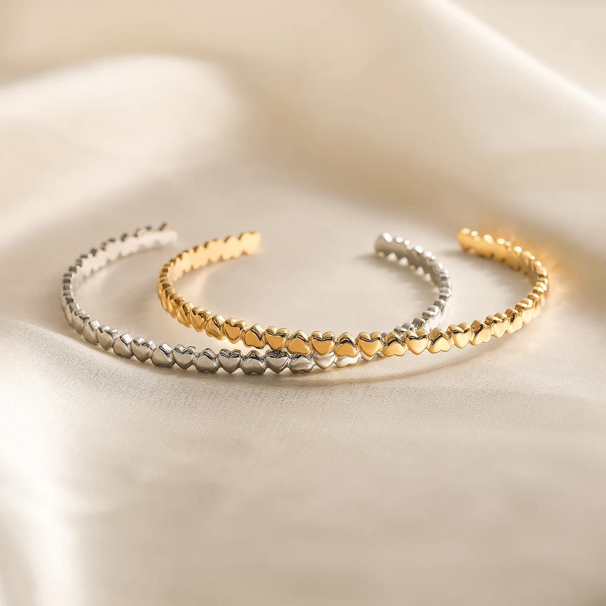 NEWBUY Hot Sale HigH Quality Gold/Silver Color Heart Bangles For Women Stainless Steel Party Jewelry