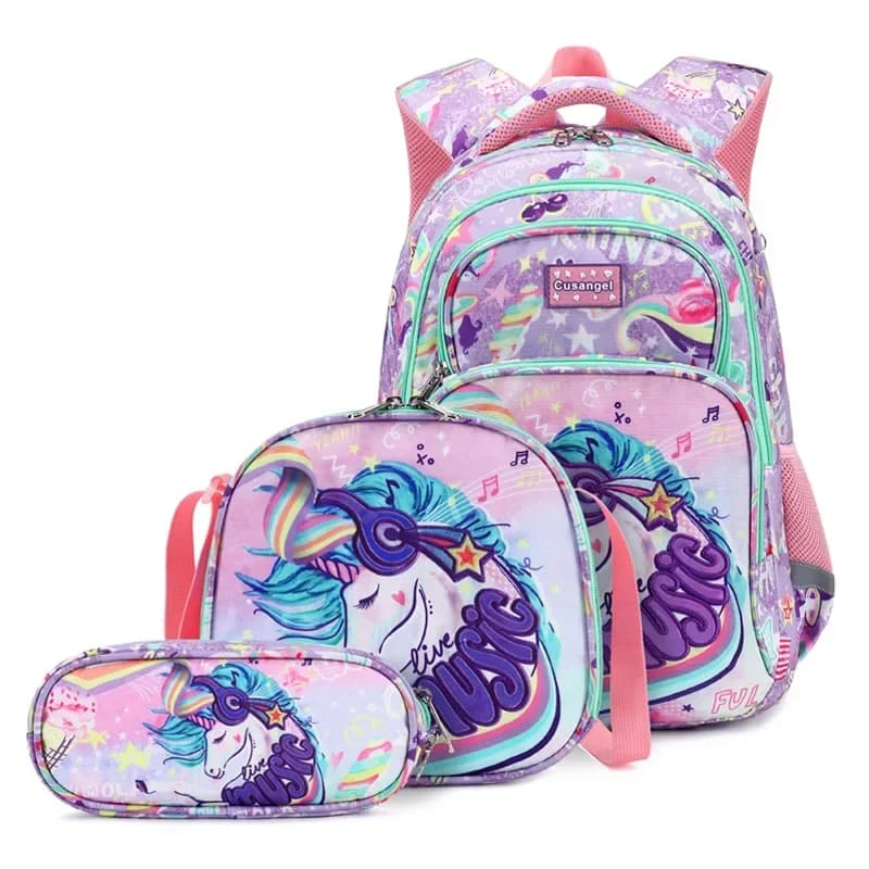 3PCS Kids Backpack Set Unicorn Lightweight Schoolbag Lunch Bag Pencil Case Large Capacity Dinosaur Toddler Bookbag for Boy Girl