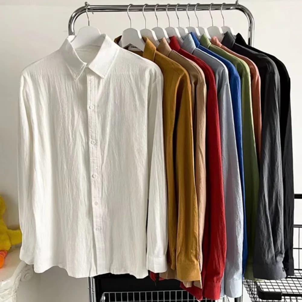Camicie larghe da uomo Casual Multi colori in cotone e lino Camicia ampia da uomo Harajuku traspirante estiva fresca per uomo abbottonata