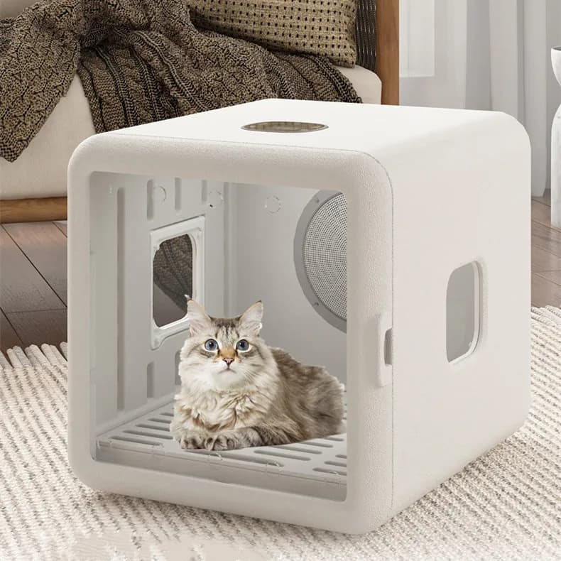 Asciugacapelli per Animali Domestici 65L a Basso Rumore con Controllo della Temperatura, Anioni e Tre Finestre per Cani e Gatti