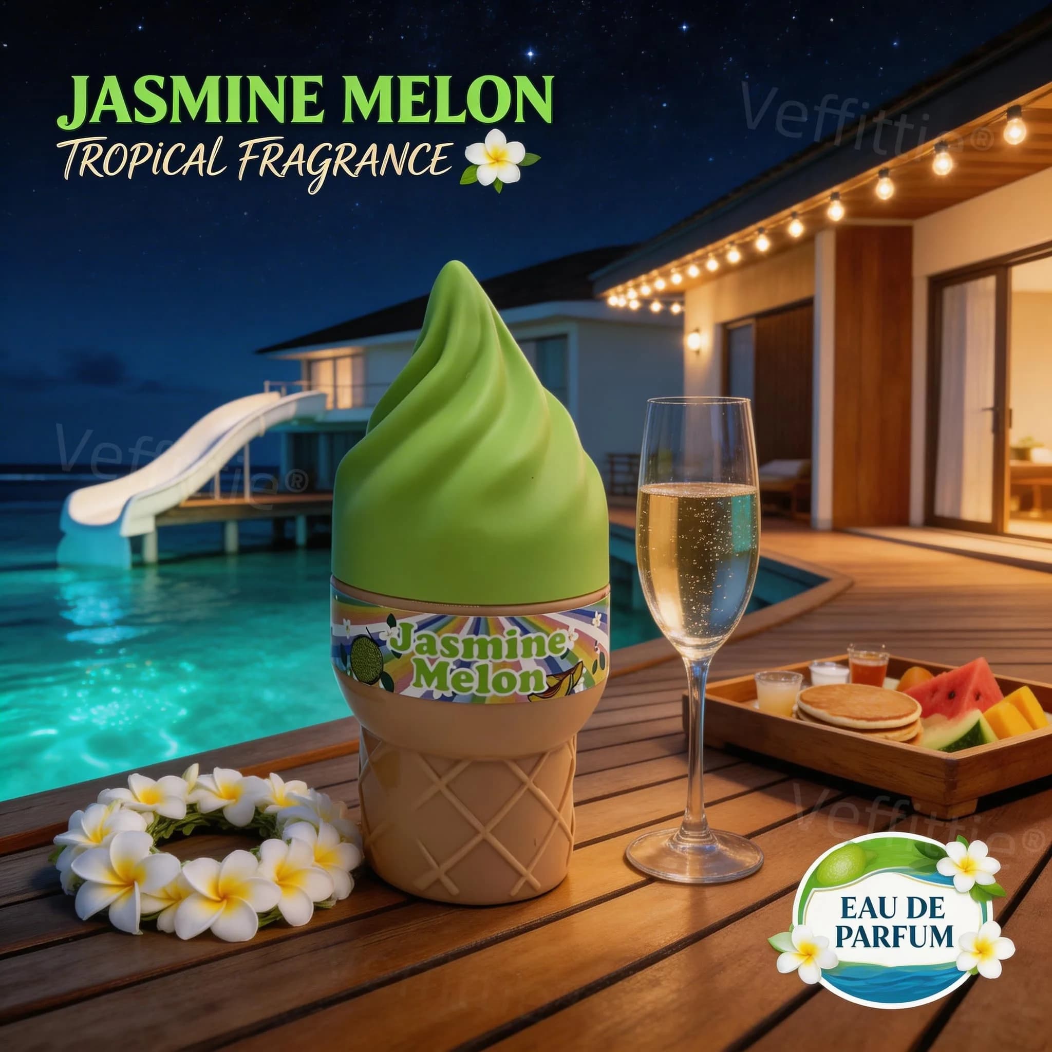 Island Melon Breeze Eau De Toilette, Aroma di Tè Bianco e Cantalupo per Ritagli di Vacanza in Spiaggia, Note di Sandalo e Ambra per Viaggi al Mare