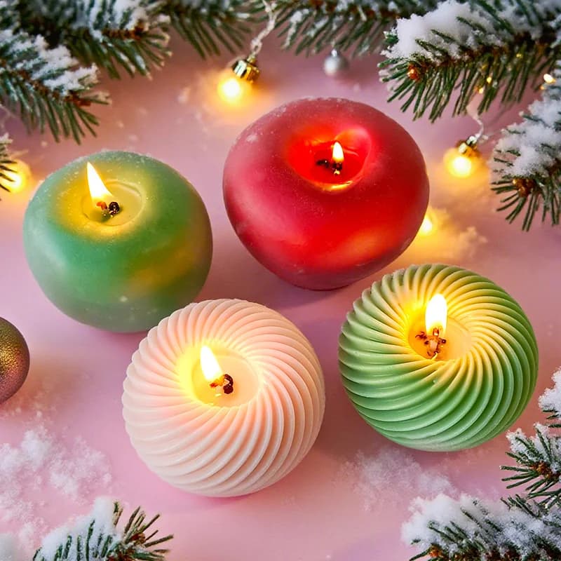 Stampo per candele in silicone per mele della vigilia di Natale 3D Stampo per ornamenti in resina per gesso aromatico fatto a mano Stampo per candele natalizie per mele