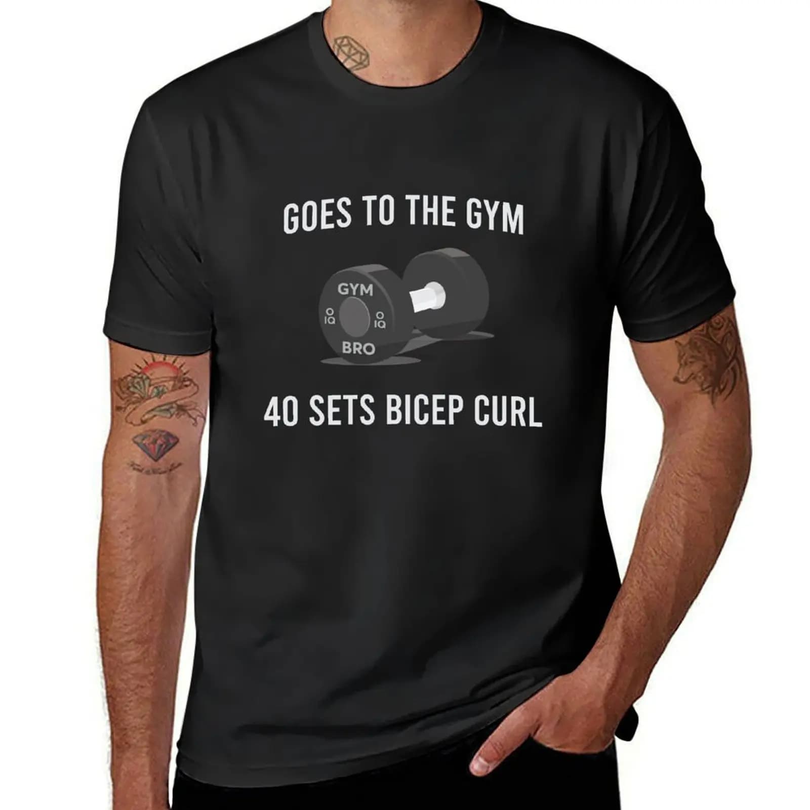 Gym Bro Dumbbell - White T-Shirt
