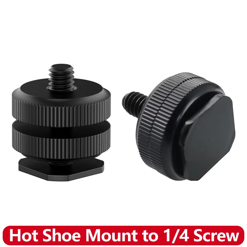 1/4 Supporto per montaggio su slitta calda Staffa adattatore per slitta fredda a doppio dado per fotocamera a doppio strato Adattatore per slitta calda Accessori per action cam