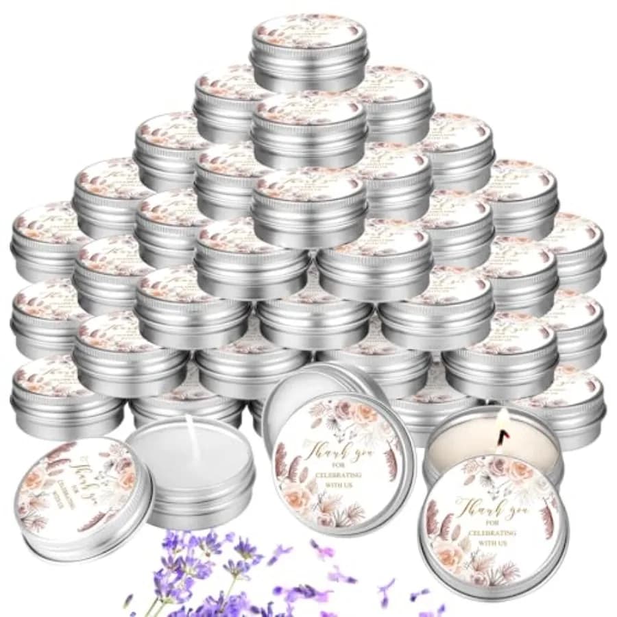 50 Pezzi Candele Beige per Matrimonio, Bomboniere per Ospiti, 1 Oz Candele Profumate alla Lavanda in Cera di Soia, Aromaterapia per Addio al Nubilato