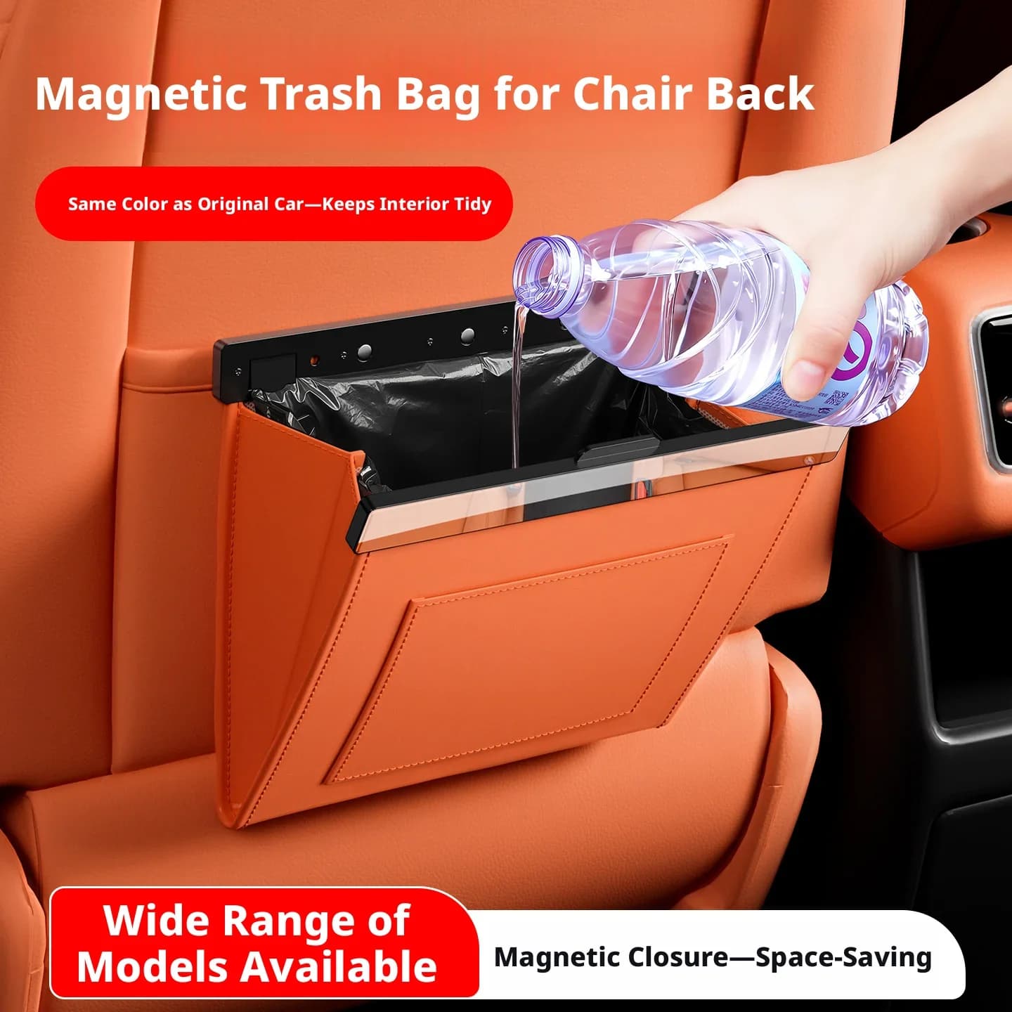 Sacchetto per Rifiuti Magnetico per Auto, Impermeabile in Pelle PU, Contenitore per Rifiuti da Appendere al Sedile Posteriore, Accessori Interni per Veicoli