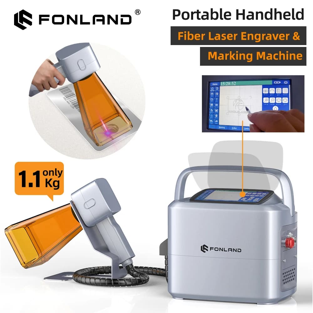 FONLAND K1 20W 30W Portable Handheld Fiber Laser Engraver&Marking Machine for Date Logo Barcodes 2‑D Codes Graphics Marking