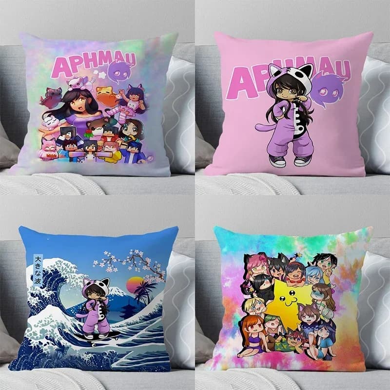 Cartoon Aphmau federa decorative pillow fishing federa sofa auto decoration Christmas liner for pillow 45cm without insert