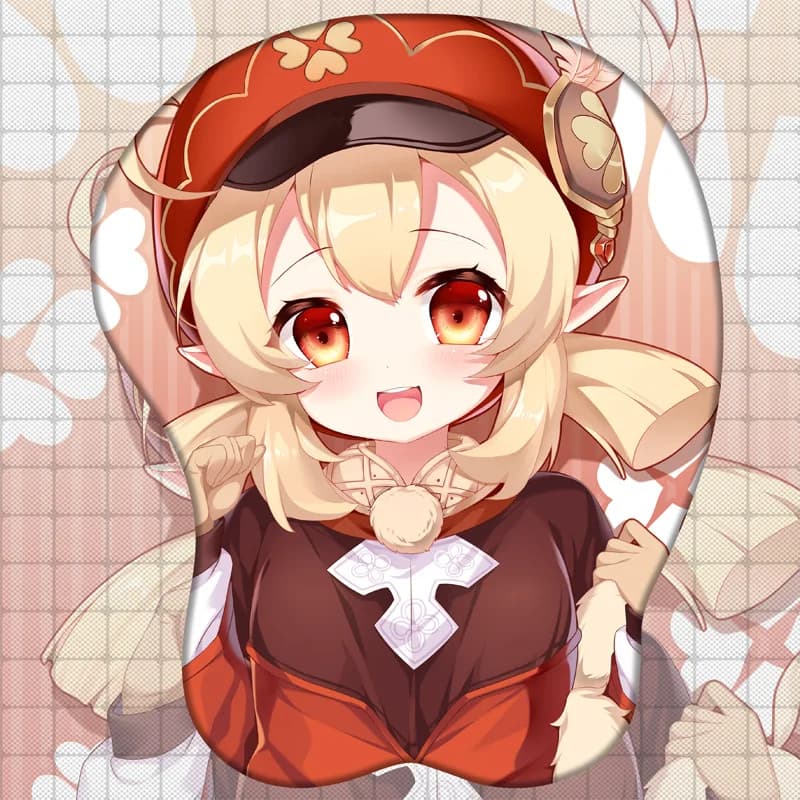 Gioco Genshin Impact Klee 3D Mouse Pad Seno Anime Cartoon Mousepad Silicone Mano Poggiapolsi Supporto Mousemat Otaku Regalo Gaming