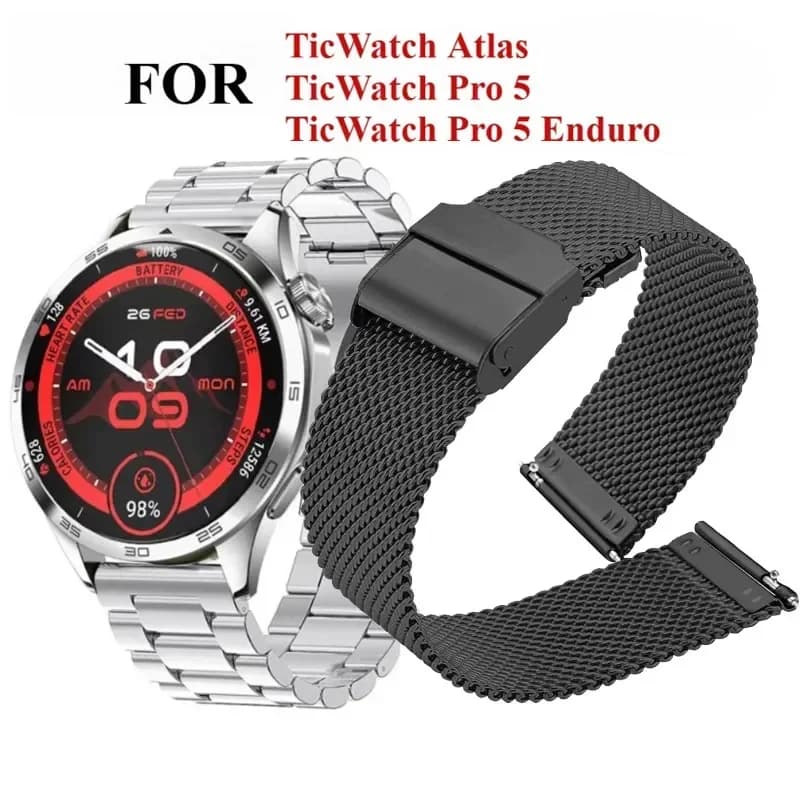 Cinturino per orologio in metallo da 24/22/20 mm per cinturino in acciaio inossidabile Smartwatch TicWatch Atlas Pro 5