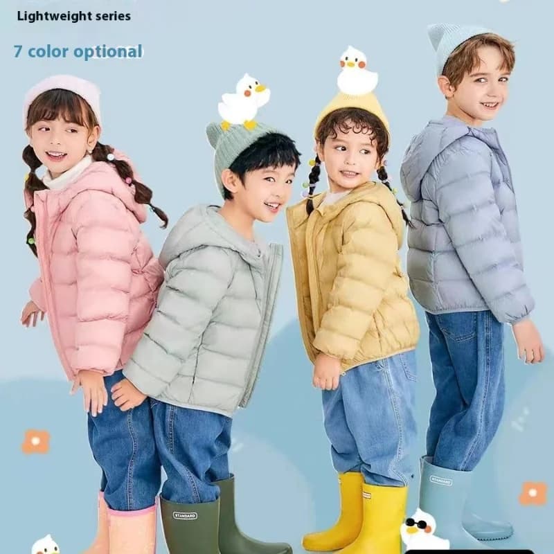 Piumino leggero per bambini autunno e inverno piumino per bambini nuovi ragazzi e ragazze Big Boy con cappuccio piumino d'anatra bianco