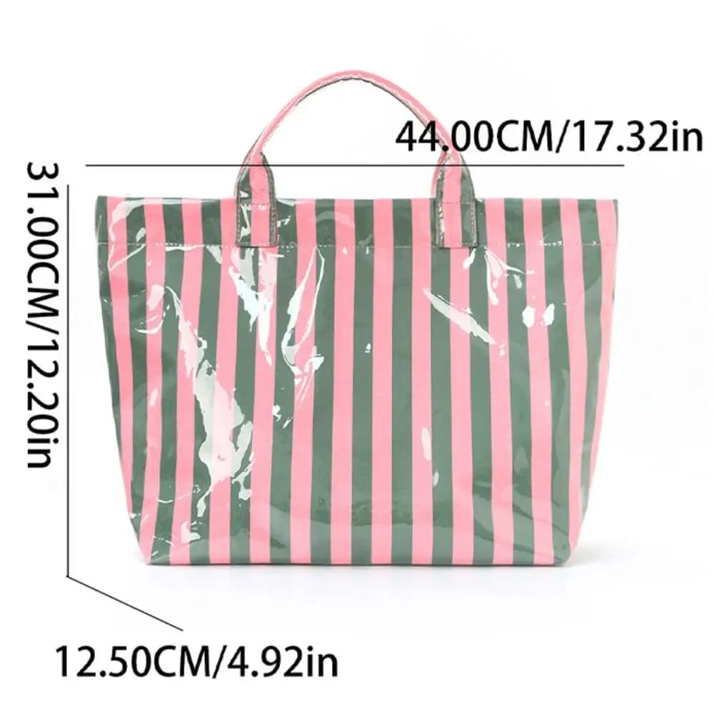 Polyester Travel Handbag Striped Design Large Capacity Hand Luggage Shoulder Bag Foldable Travel Storage Cabin Under The Seat