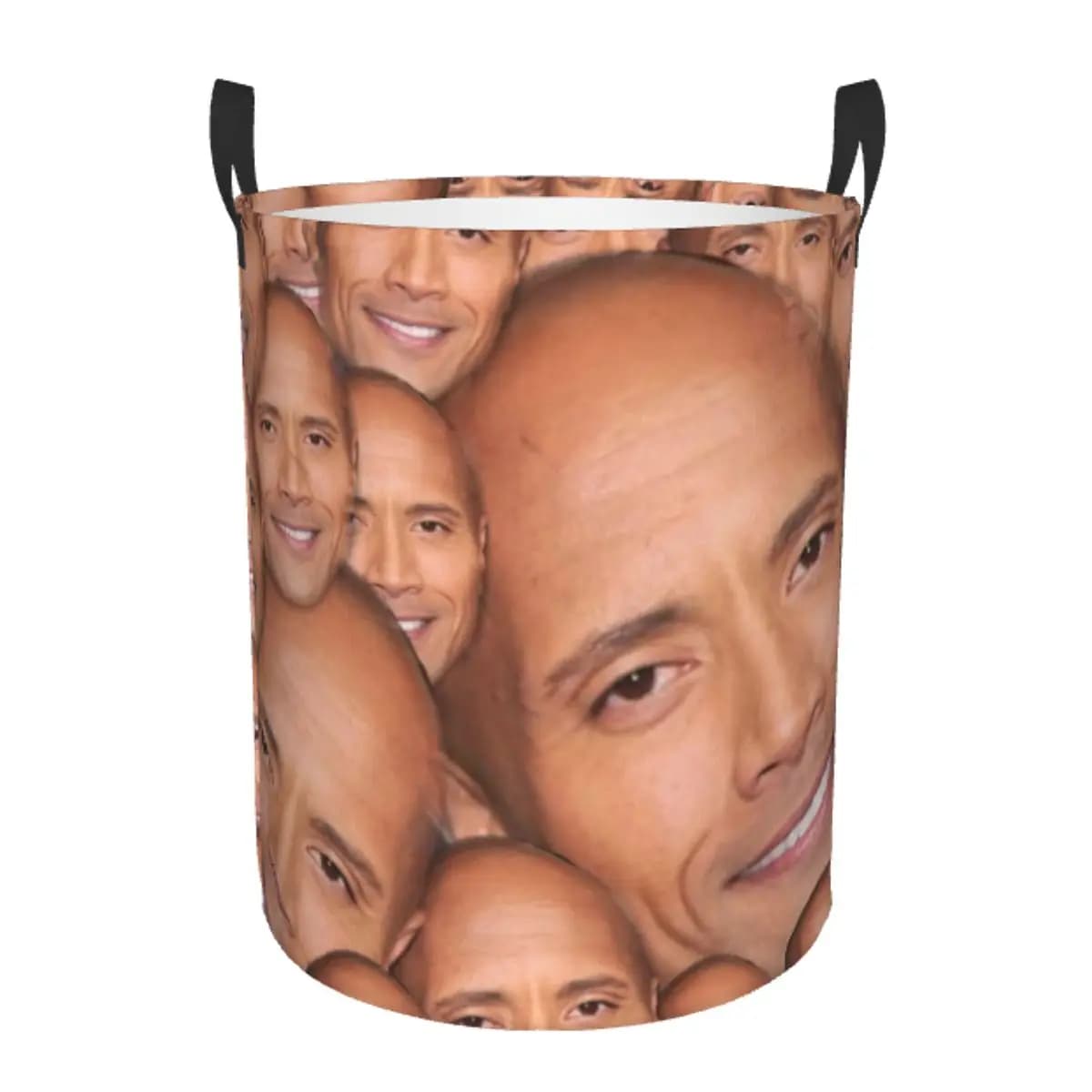 Custom The Rock Face Dwayne Linen Basket Foldable American Actor Johnson Children's Dress Basket Toy Bag
