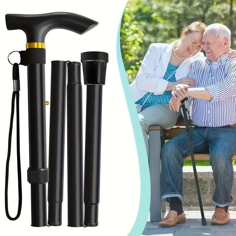 Telescopic Stroller Stick for Seniors, Trekking Sticks for Open Hiking, Aluminum Alloy Folding Sticks, Stroller Sticks