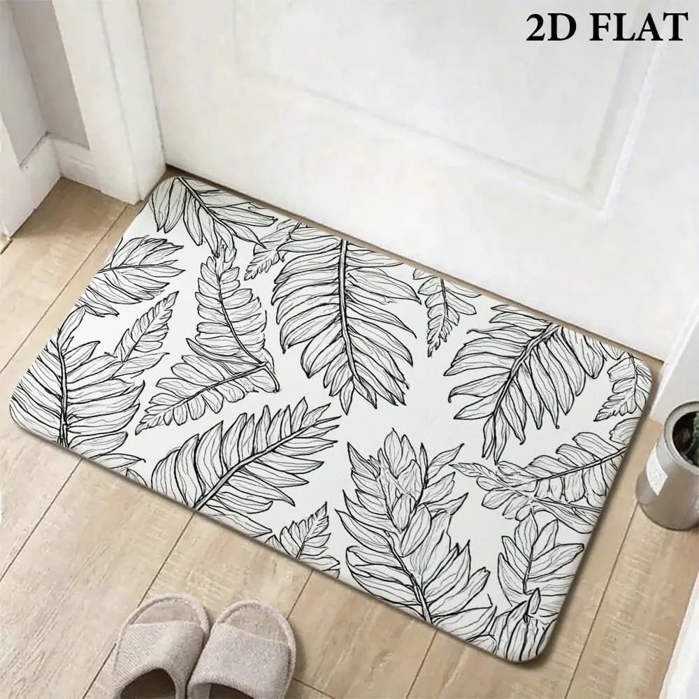 Tropical Leaf Pattern Doormat Floor Mat for Entrance Boho Modern House Home Decor Washable Indoor Outdoor Mat