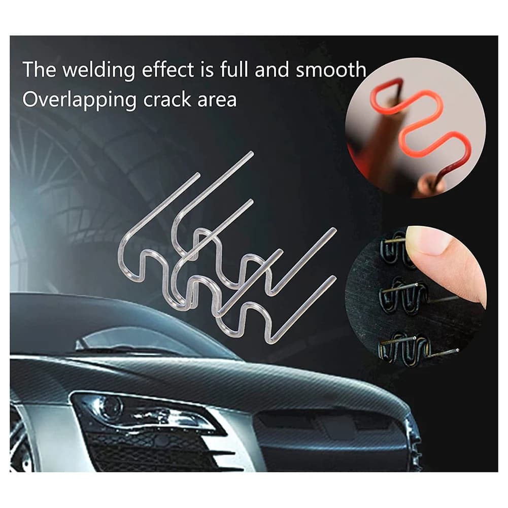 Ultimo Modello Kit di Riparazione con 1200 Graffette a Caldo in Plastica, Graffette Ondulate e Piatte per Riparare Paraurti Auto, Graffettatrice a Caldo S