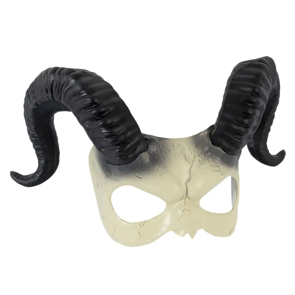 Halloween Sheep Horn Half Face Mask Realistic Design Elastic Strap for Costume Parties Cosplay Scary Halloween Mask Animal