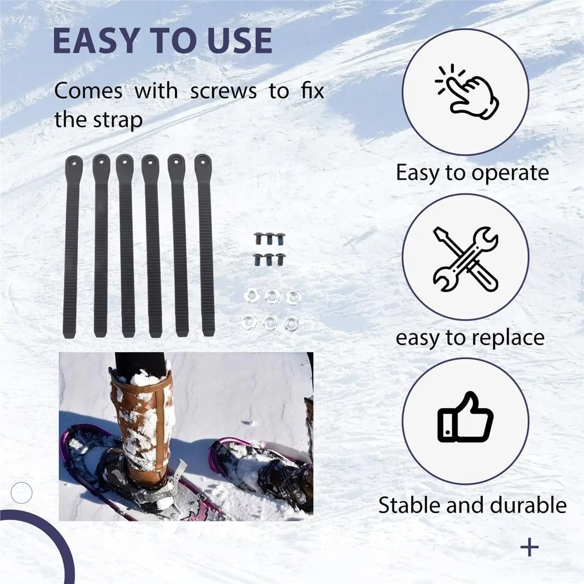 Set di 6 Cinghie a Scala per Snowboard, Cinghie per Pattini a Rotelle, Cinghie a Scala per Snowboard con Viti di Ricambio