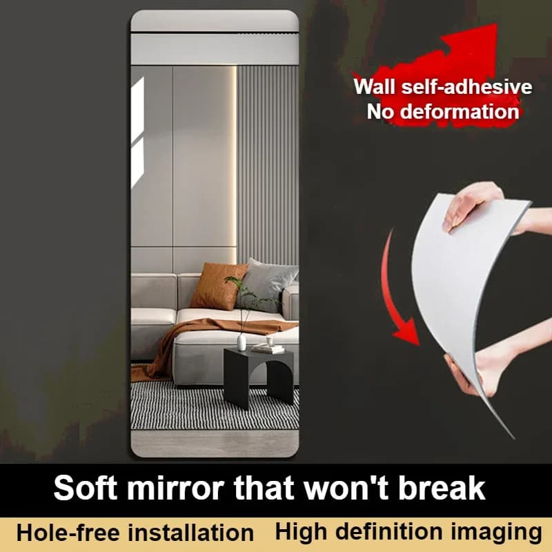 Mirror wall stickers home full body fitting mirror acrylic stickers Self-adhesive DIY Wall Sticker for Wardrobe Bathroom Home