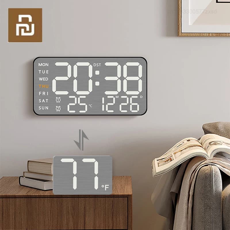 Hanging Home Temperature/humidity Meter Multifunctional Digital Table Clock Electronic Display 12/24H Wake Up Alarm Clock
