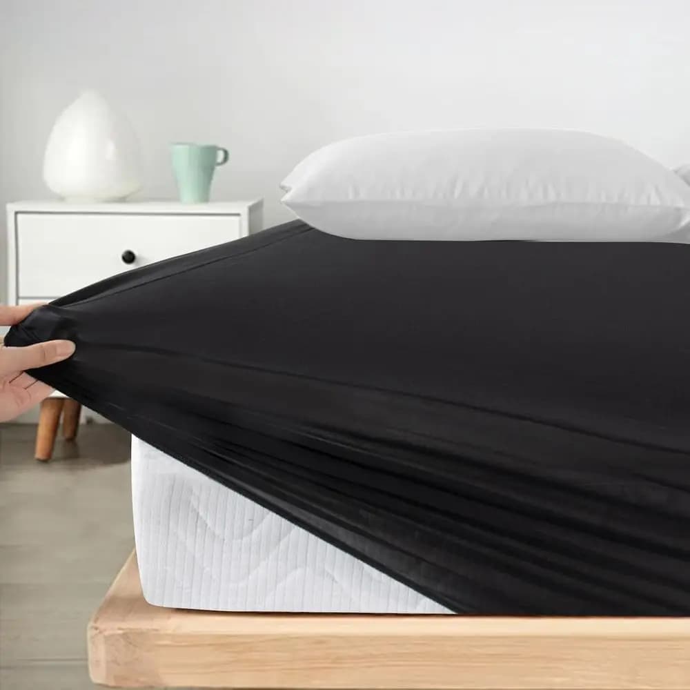 Deep Pocket Twin Size Bed Sheets for Boys, Cooling, Wrinkle-Free, Stain and Shrink Resistant, Black