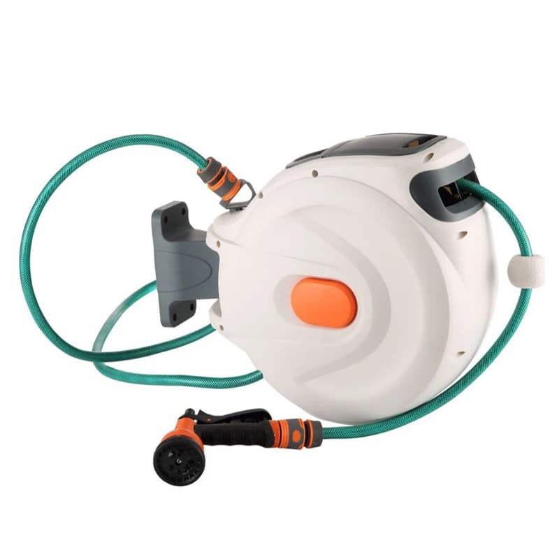 Avvolgitubo da Giardino e per Autolavaggio con Guscio in Plastica ABS, Montaggio a Parete, Funzione di Riavvolgimento, Offerta Speciale