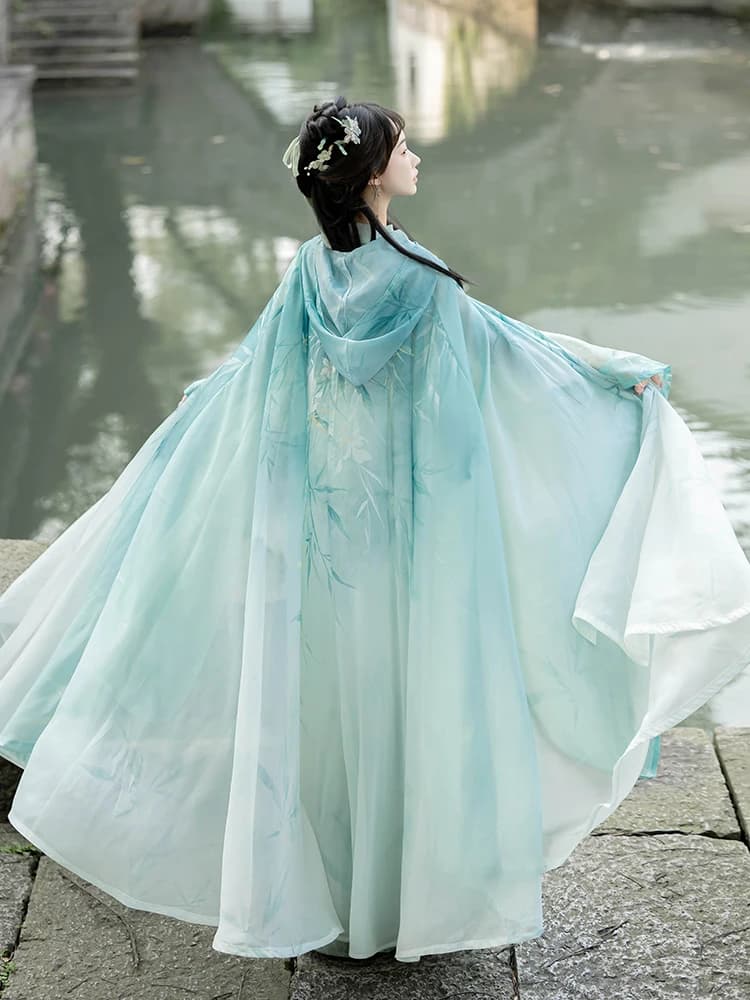 2026 new Song Dynasty Hanfu Women's Chinese Style Cross Collar Green Robe Skirt Super Immortal And Elegant Daily Ancient Costume