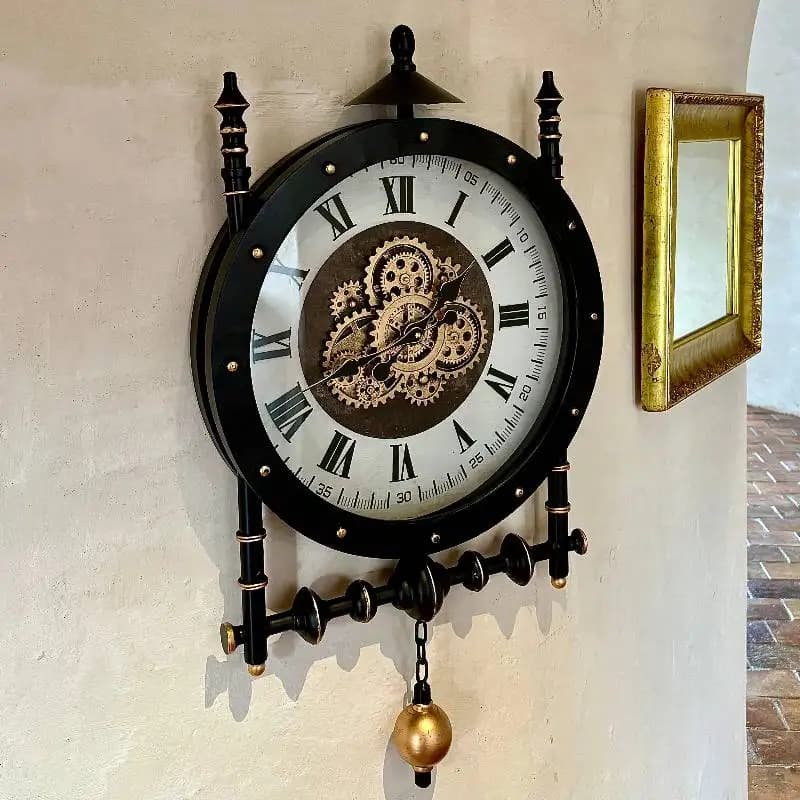 Orologio da Parete con Pendolo in Stile Romano, Elegante e Moderno, Silenzioso, Decorazione per Camera da Letto